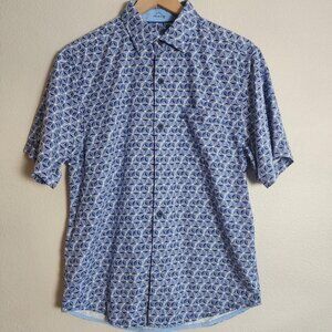 Tommy Bahama Shirt Mens Small Blue IslandZone Silk Short Sleeve Button Up Print